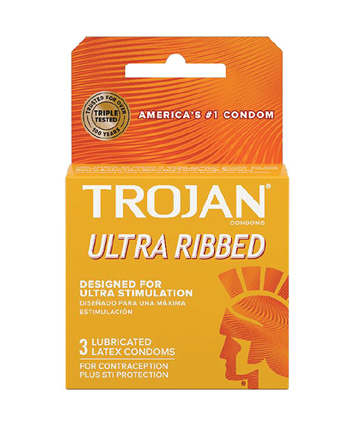 Trojan Ribbed Condoms - Box of 3 - Empower Pleasure