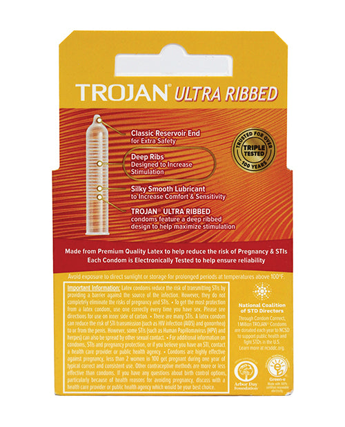 Trojan Ribbed Condoms - Box of 3 - Empower Pleasure