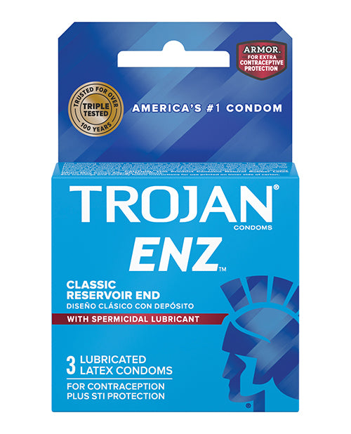 Trojan Enz Spermicidal Lubricated Condoms - Box of 3 - Empower Pleasure