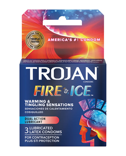 Trojan Fire & Ice Condoms - Box of 3 - Empower Pleasure