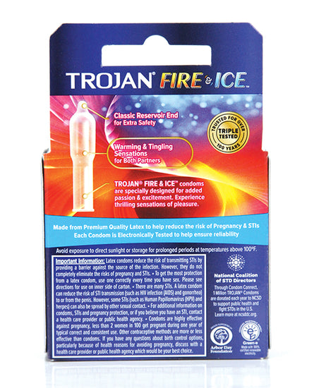 Trojan Fire & Ice Condoms - Box of 3 - Empower Pleasure