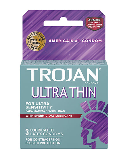 Trojan Ultra Thin Armor Spermicidal - Box of 3 - Empower Pleasure