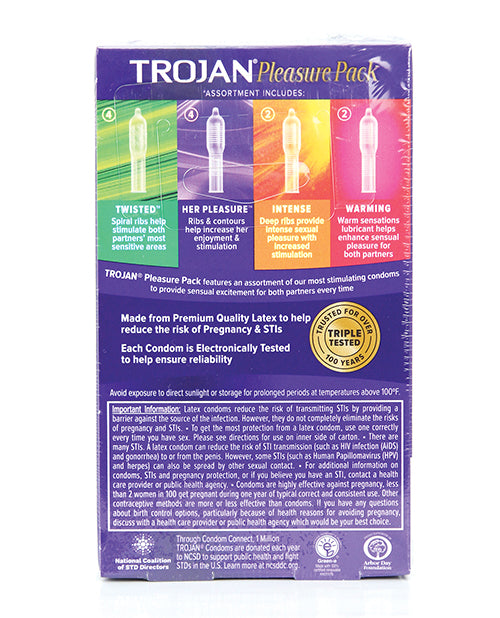 Trojan Pleasure Condoms - Assorted Box of 12