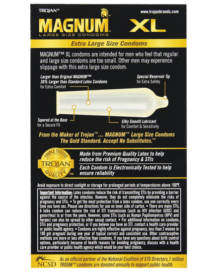 Trojan Magnum XL Lubricated Condom - Box of 12 - Empower Pleasure