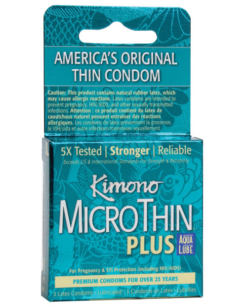 Kimono Micro Thin Aqua Lube Condom - Box of 3 - Empower Pleasure