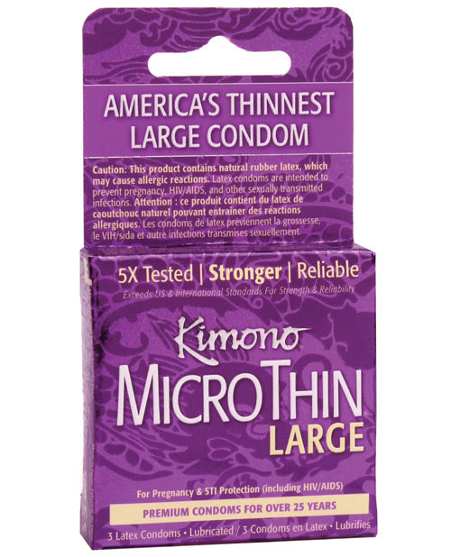 Kimono Micro Thin Large Condom - Box of 3 - Empower Pleasure