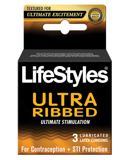 Lifestyles Ultra Ribbed - Box of 3 - Empower Pleasure