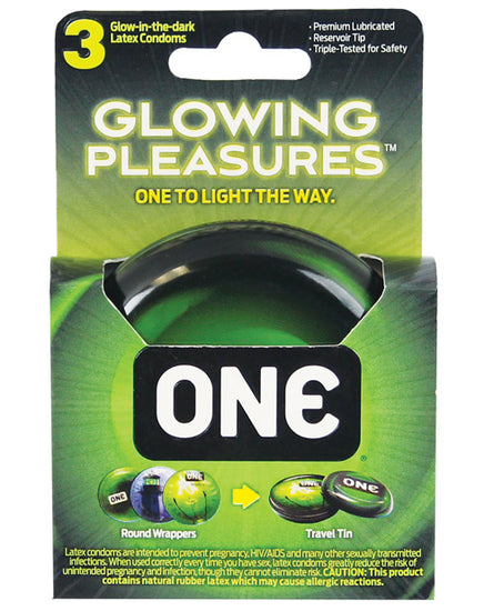 One Glowing Pleasures Condoms - Box of 3 - Empower Pleasure