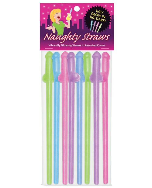 Glow in the Dark Penis Straws - Assorted Colors Pack of 8 - Empower Pleasure