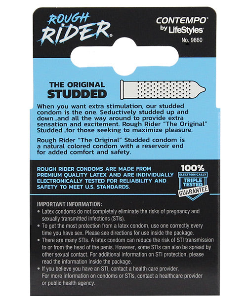Lifestyles Rough Rider Studded Condom Pack - Pack of 3