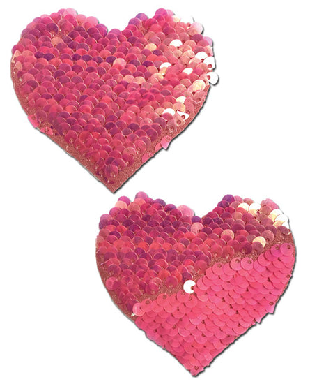 Pastease Color Changing Flip Sequins Heart - Pink O/S - Empower Pleasure