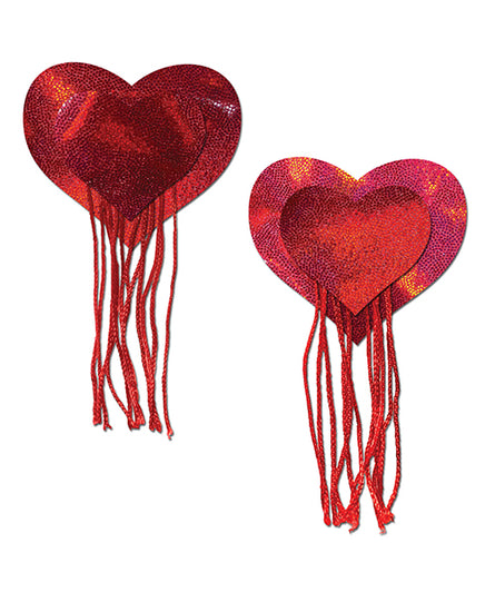 Pastease Tassel Holographic Heart - Red - Empower Pleasure