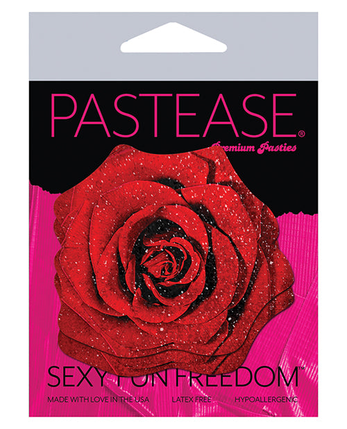 Pastease Glitter Velvet Blooming Rose - Red O/S - Empower Pleasure