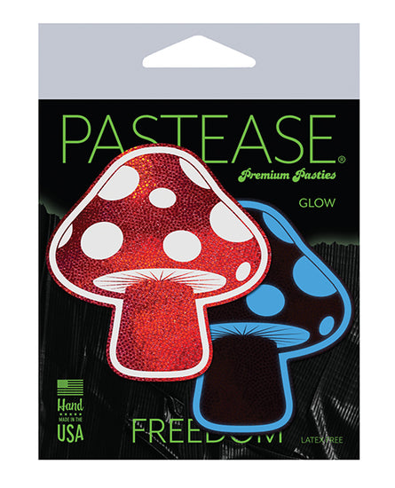 Pastease Premium Shiny Glow in the Dark Shroom - Red/White O/S - Empower Pleasure