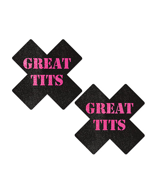 Pastease Great Tits Cross - Black/Pink O/S - Empower Pleasure