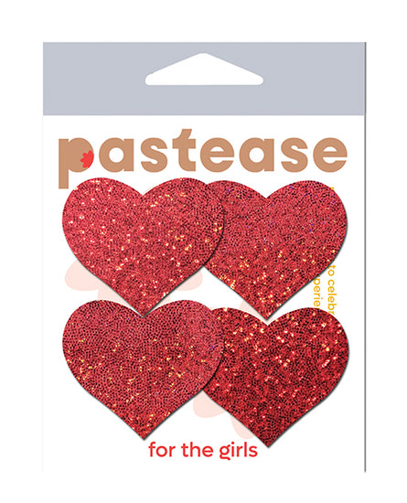 Pastease Premium Petites Glitter Heart - Red O/S Pack of 2 Pair - Empower Pleasure