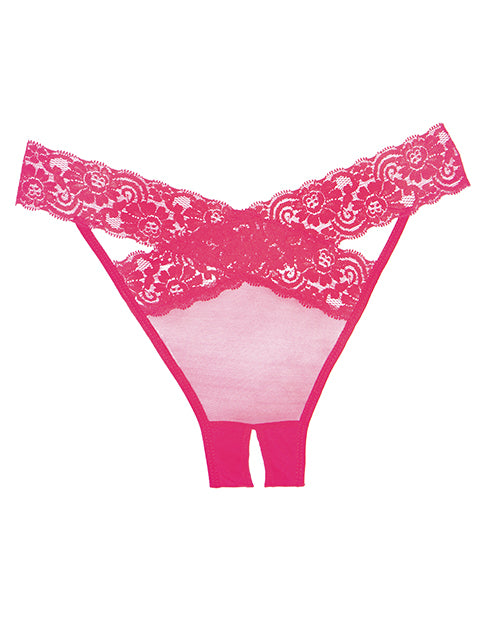 Adore Sheer & Lace Desire Panty - Hot Pink