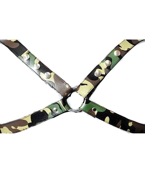 Sensual Sin Leather X Harness - Camo Large/Extra Large - Empower Pleasure