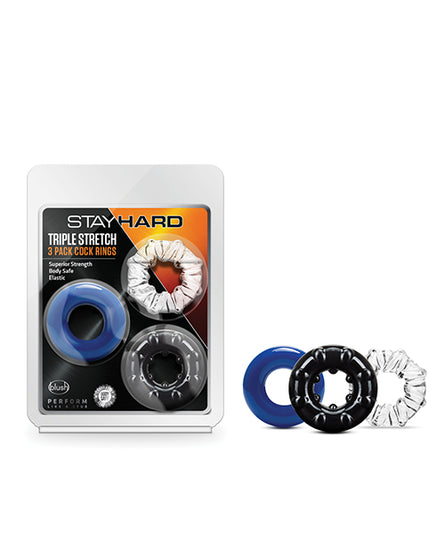 Blush Stay Hard Triple Stretch Cock Rings - Pack-of-3 - Empower Pleasure