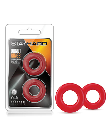 Blush Stay Hard Donut Rings - Red - Pack-of-2 - Empower Pleasure