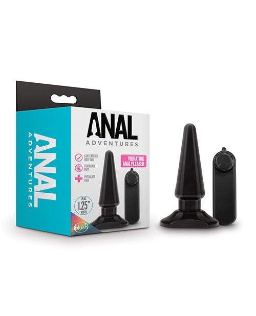Blush Anal Adventures Basic Vibrating Anal Pleaser - Black - Empower Pleasure
