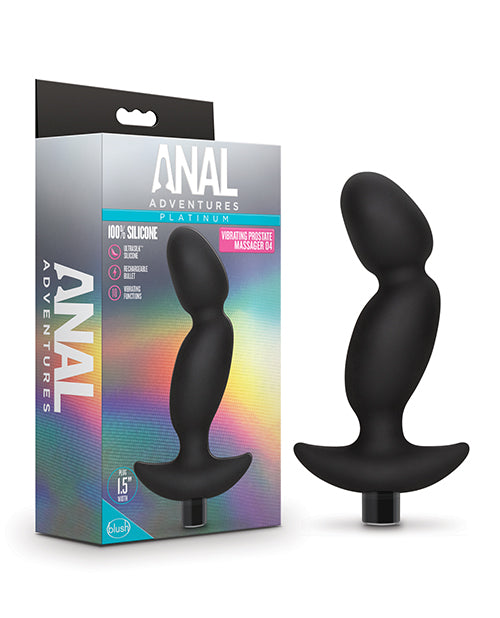 Blush Anal Adventures Platinum Silicone Vibrating Prostate Massager 04 - Black - Empower Pleasure