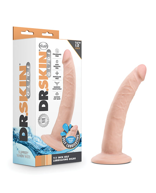 Blush Dr. Skin Glide 7.5" Self-Lubricating Dildo - Vanilla - Empower Pleasure