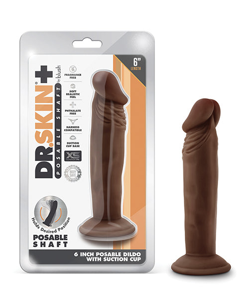 Blush Dr. Skin Plus 6" Posable Dildo - Chocolate - Empower Pleasure