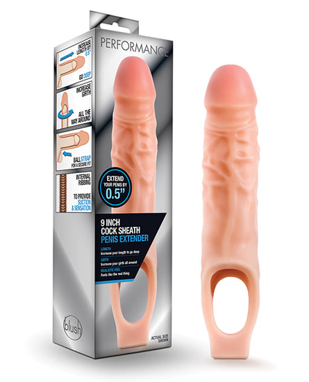 Blush Performance 9" Cock Sheath Penis Extender - Flesh - Empower Pleasure