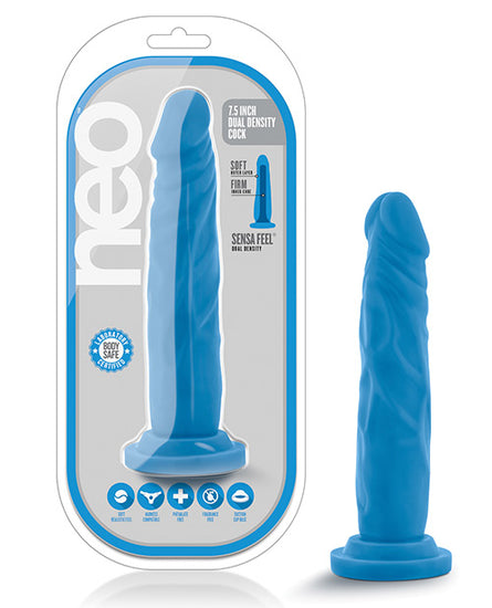 Blush Neo Dual Density 7.5" Cock - Neon Blue - Empower Pleasure