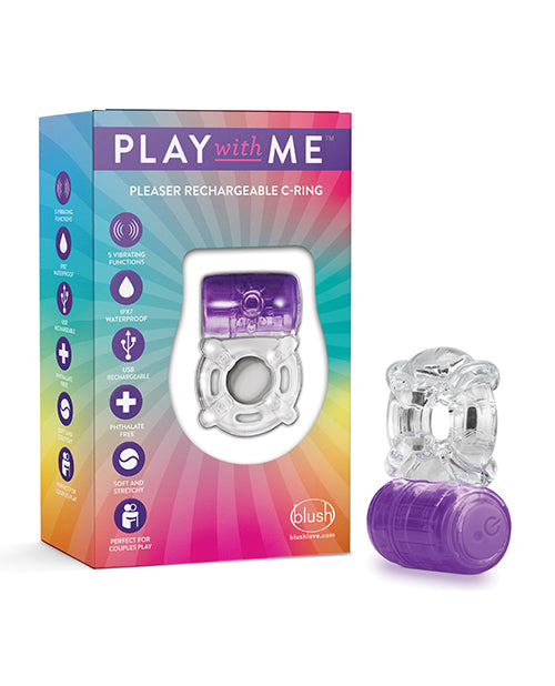 Blush Play with Me Pleaser Rechargeable C-Ring - Purple - Empower Pleasure