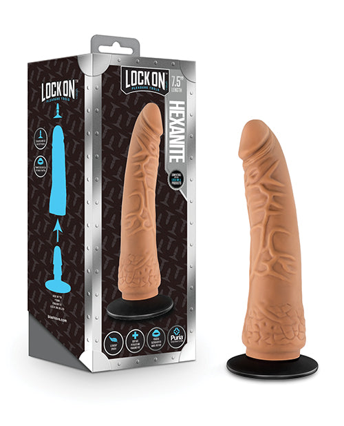 Blush Lock On 7.5" Hexanite Dildo w/ Suction Cup Adapter - Mocha - Empower Pleasure