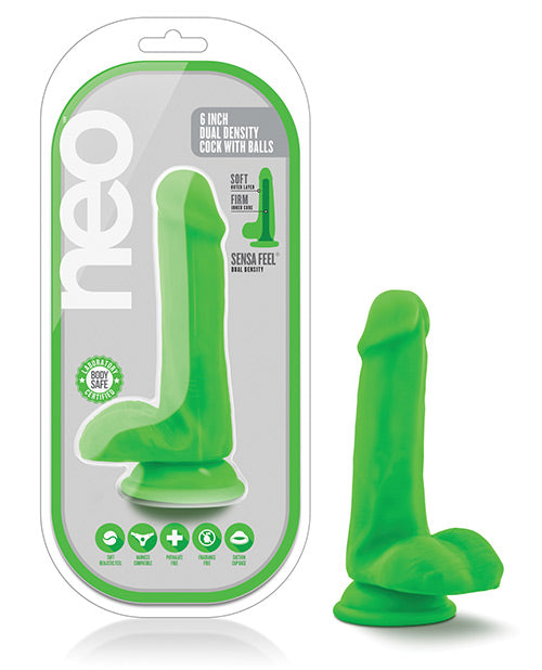 Blush Neo Dual Density 6" Cock - Neon Green - Empower Pleasure