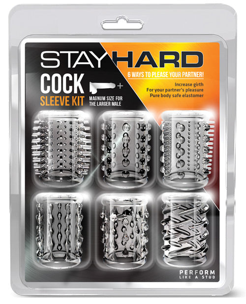 Blush Stay Hard Cock Sleeve Kit - Clear - Box-of-6 - Empower Pleasure