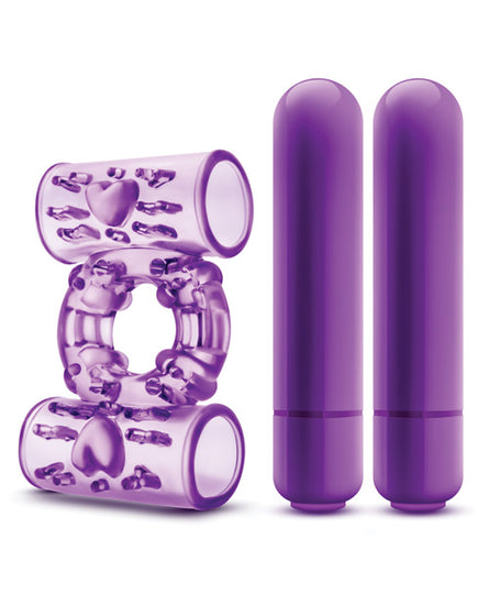 Blush Play With Me Double Play Dual Vibrating Cockring - Purple - Empower Pleasure