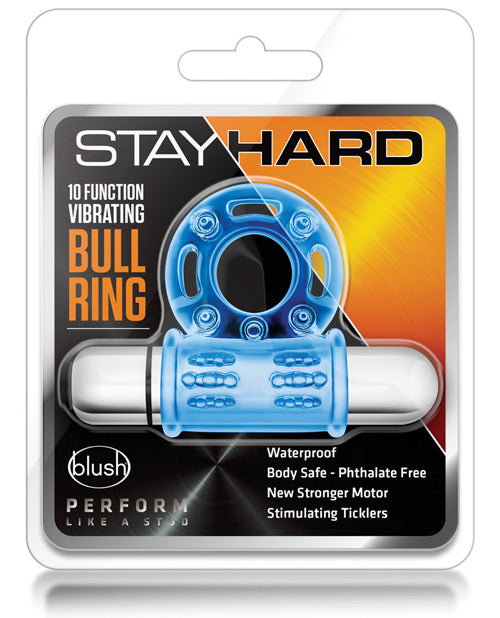 Blush Stay Hard 10-Function Vibrating Bull Ring Cock Ring - Empower Pleasure