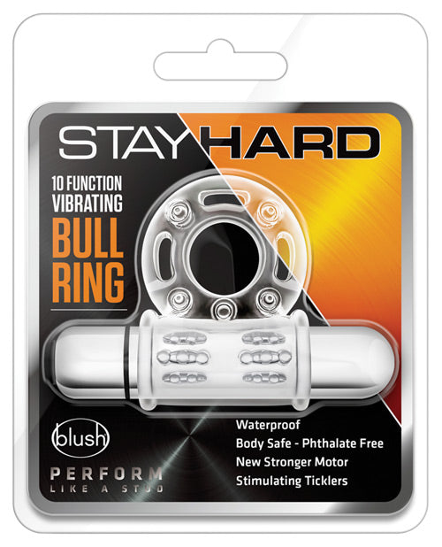 Blush Stay Hard 10-Function Vibrating Bull Ring Cock Ring - Empower Pleasure