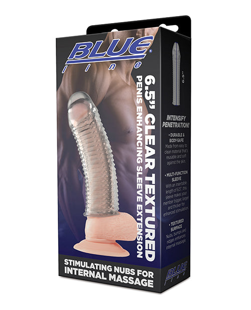 Blue Line C & B 6.5" Textured Penis Enhancing Sleeve Extension - Clear - Empower Pleasure