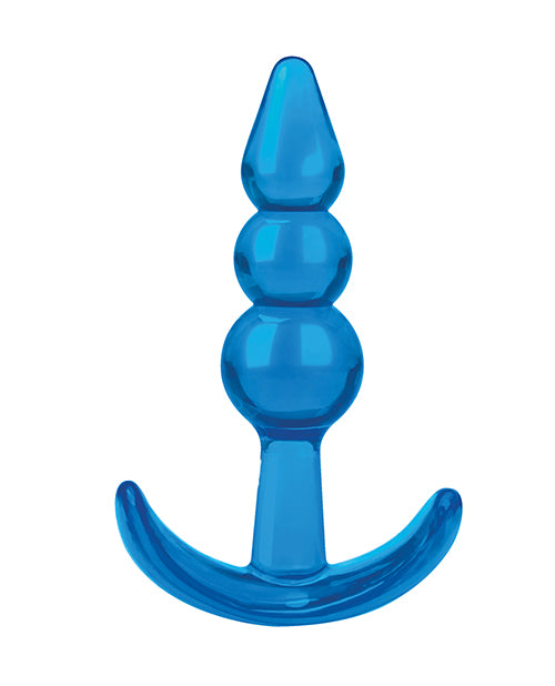 Blue Line C & B 3.75" Beginners Beaded Plug - Jelly Blue - Empower Pleasure