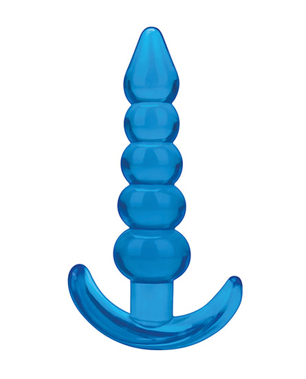 Blue Line C & B 4.5" Beaded Plug - Jelly Blue Medium - Empower Pleasure