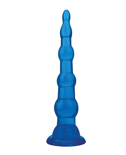 Blue Line C & B 6.75" Anal Beads with Suction Base - Jelly Blue - Empower Pleasure