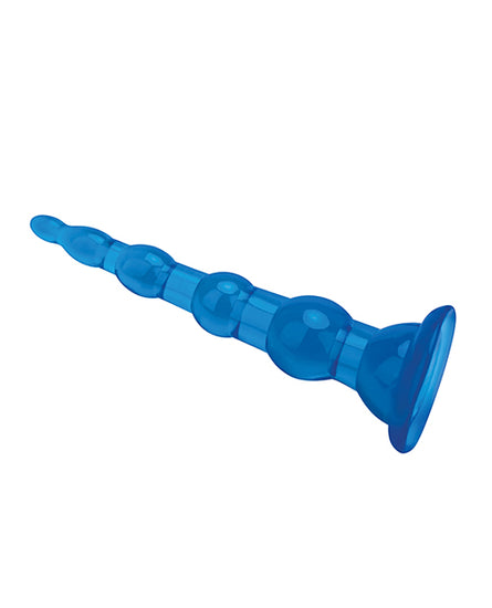 Blue Line C & B 6.75" Anal Beads with Suction Base - Jelly Blue - Empower Pleasure
