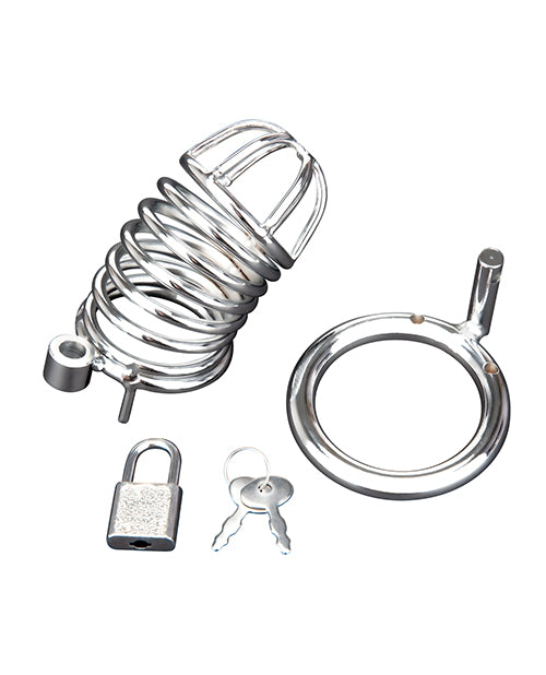 Blue Line Deluxe Chastity Cage - Silver