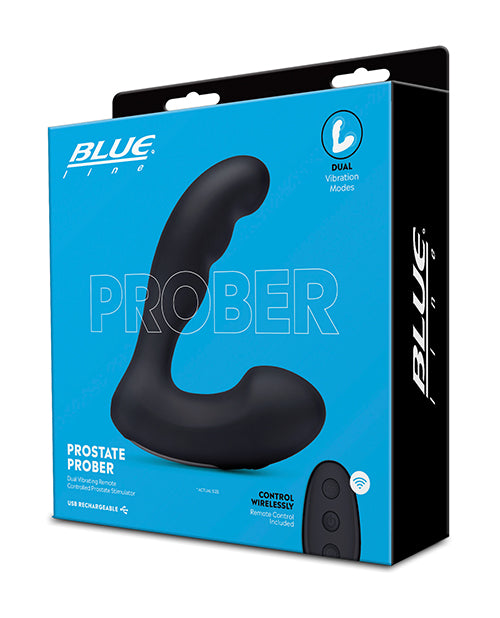 Blue Line Vibrating Prostate Prober w/ Remote - Black - Empower Pleasure