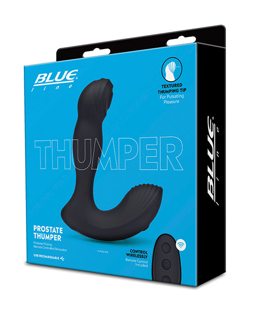 Blue Line Vibrating Prostate Thumper w/ Remote - Black - Empower Pleasure