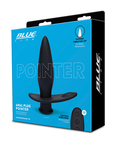 Blue Line Vibrating Anal Plug Pointer w/ Remote - Black - Empower Pleasure