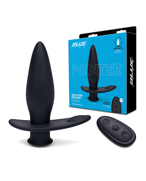 Blue Line Vibrating Anal Plug Pointer w/ Remote - Black - Empower Pleasure