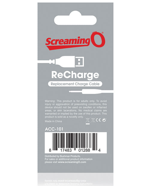 Screaming O Recharge Charging Cable - White - Empower Pleasure