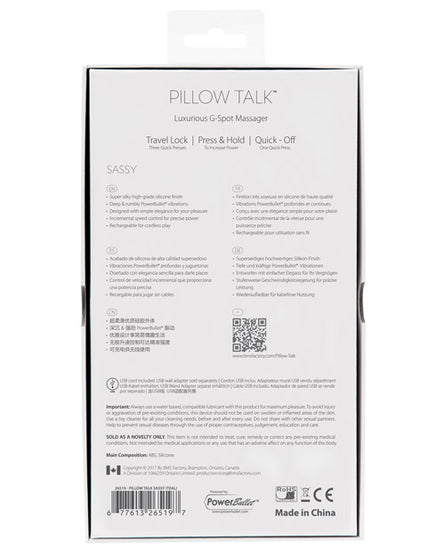 Pillow Talk Sassy G Spot Vibrator - Empower Pleasure