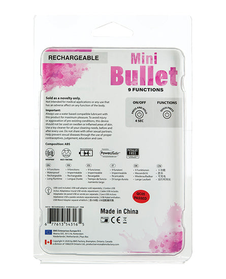 Mini Bullet Rechargeable Bullet - 9 Functions Pink - Empower Pleasure